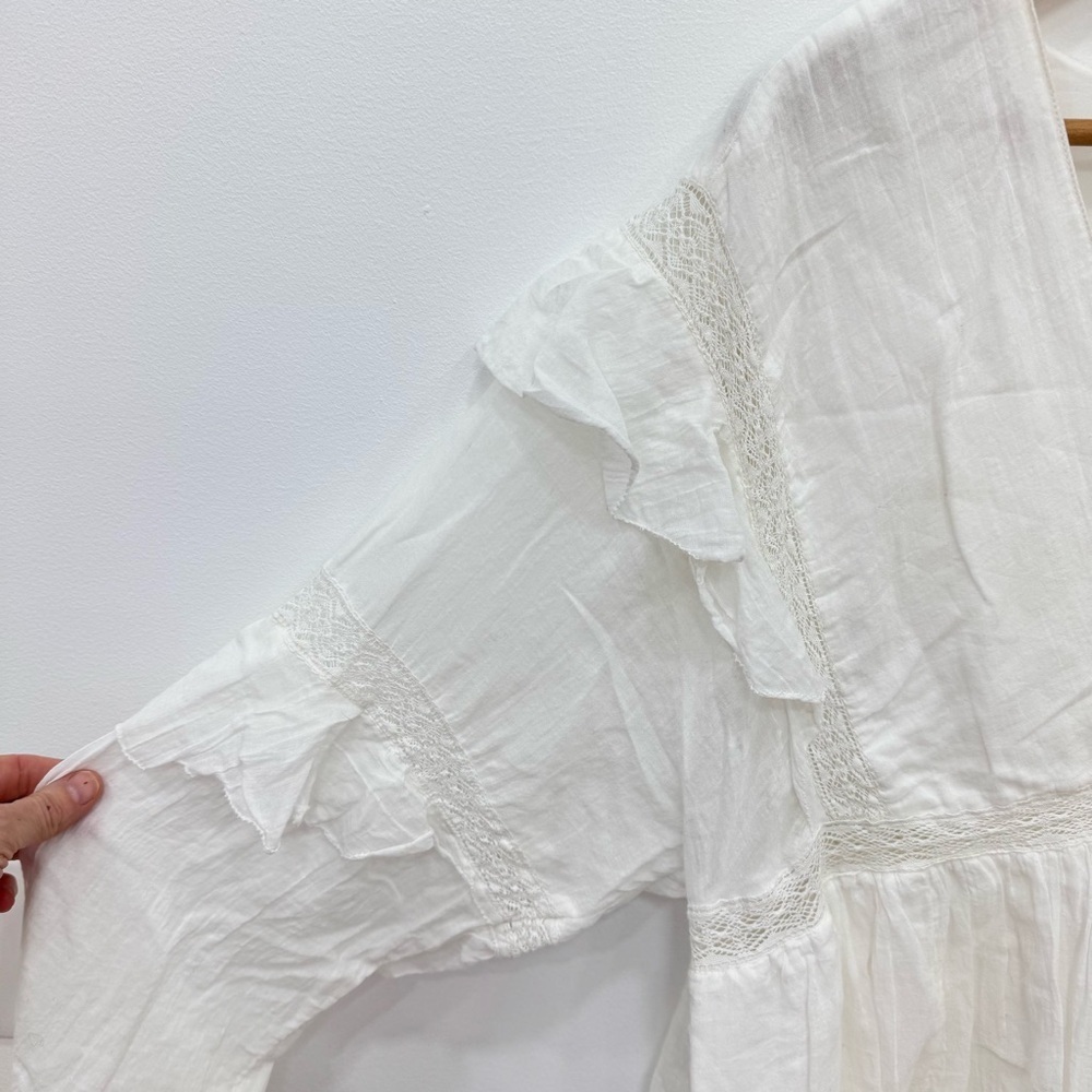 Free People Seashell Skort Romper Ivory White Long Sleeve Boho Sz Medium - Picture 6 of 10